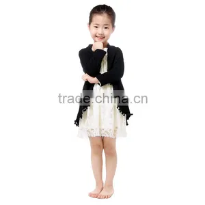 Fall Boutique Long Sleeves Black Stylish Elegant Overcoats for Kids Girl thumbnail-3