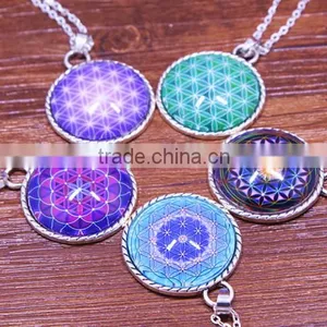 Newest Choker Necklace Round Glass Galaxy Pendants 2015 Necklace Lovely Pendant Silver Chain Necklace For Women Quality Choice thumbnail-2