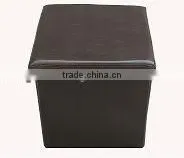 Stronger!! Black PVC Leather Folding Storage Ottoman thumbnail-1