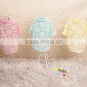 Sweet Candy Color Pink Yellow Blue Flower Printing Shirt Cat Dog Pet Wear Pet Apparel thumbnail-1