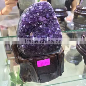 Natural Rock Amethyst Uruguay Small Geode Cluster Crystal Ornaments For Sale thumbnail-1