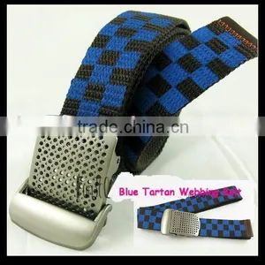 Blue Tartan Canvas Webbing Belt thumbnail-1