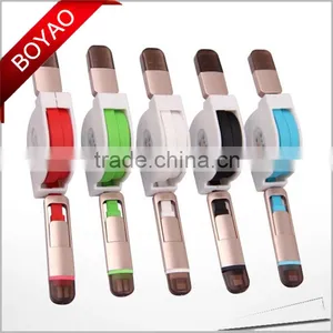2016 Popular Design 2 in 1 Retractable Usb Cable, Noodle Retractable Usb Cable for Iphone & for Samsung thumbnail-3