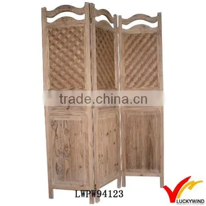 Decor 4 Hinged Door Folding Handmade Antique Wooden Room Divider thumbnail-4