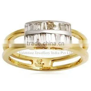 Diamond Ring in Yellow Gold, Twin Row Gold Ring, Baggetts Yellow Gold Toe Ring thumbnail-1
