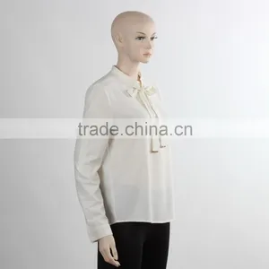 Ladies Office Shirt Design Uniform Shirt With White Bow Qhirt Long Sleeve Business Suit Woman Shirt thumbnail-3