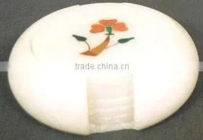 White Marble Inlay Coaster Set For Home Decorative and Gift Items thumbnail-1