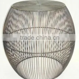 WIRE OTTOMAN STOOL in ANtique Finish thumbnail-1