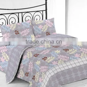 Microfiber Printed Bed Sheet Set With Leaf Design thumbnail-1