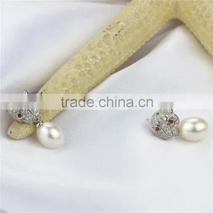 Leopard Animal Shape Top Quality 925 Sterling Silver Natural Pearl Pendant and Earring Set thumbnail-2