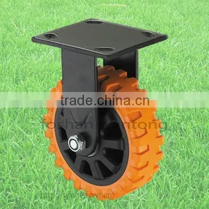 Heavy Duty Non-skid PU 8 Inch Fixed Caster Wheels For Trolley thumbnail-1