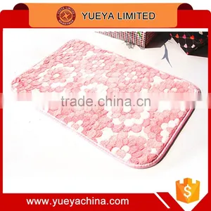 High Quality Blossoming Flowers Printed Indoor Soft Coral Fleece Carpet Rug Bathmat-pink thumbnail-1