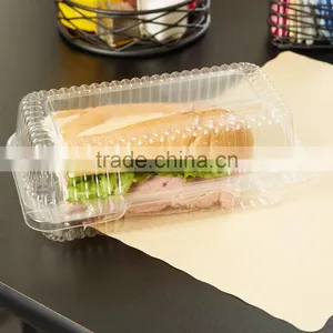 Durable Packaging Deep Clear Hinged Plastic Container, BOPS Clamshell Food Take Away Box for Cake, Hotdog thumbnail-1