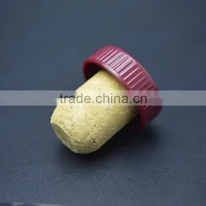 Red Plastic Top With Wooden Cork for Glass Bottle thumbnail-4
