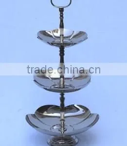Flower Design Top 3 Tier Shiny Metal Cake Stand thumbnail-1