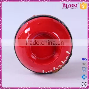 Handmade Ceramic Red Round Christmas Candle Holder thumbnail-4