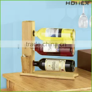 Free Standing Bamboo Wine Rack - Holds 3 Bottles Homex-BSCI thumbnail-2