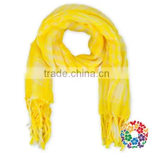 Wholesale Ladies Muslim Products Bright Yellow Tassels Hijab Scarf Fashion Lady Fringe Scarf thumbnail-1