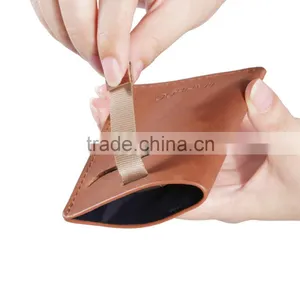 RFID Blocking Minimalist Front Pocket Wallet Wholesale Grain Leather Pull Tab Card Holder thumbnail-1