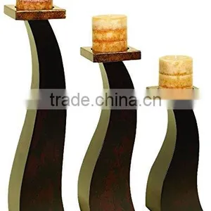 Home Decor Wood Candle Holder , Set of 3 thumbnail-1