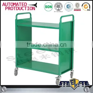 Library Double Sided Book Trolley Mobile Steel Book Cart For Sale thumbnail-1