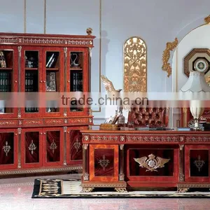 Luxury European Style Executive Office Desk;Antique,Carved Wooden Office Table Set,Classical Office Furniture,Desks (BG600040) thumbnail-1
