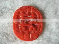 Wholesale 30-40mm Oval Light Red Chinese Alphabet Carved Natural Coral Pendant thumbnail-1