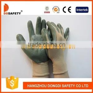 DDSAFETY Hot Sale In 2017 Jade Green Nitrile Coated Gloves With Nylon Liner thumbnail-1