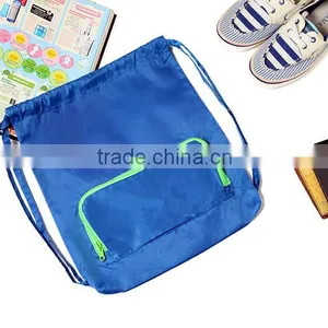 Factory Price Nylon Polyester Drawstring Bag,drawstring Bag With Front Zipper Pocket thumbnail-2