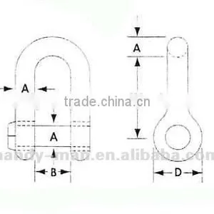 Stainless Steel Square Head Pin D Shackle thumbnail-3