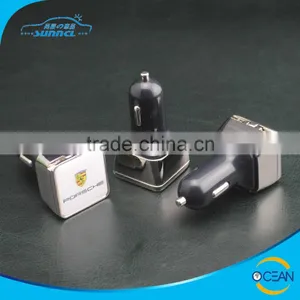 New Fashion Design USB Metal Car Charger With Cap and LOGO Customized thumbnail-1