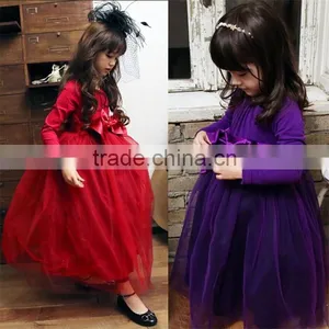 2015 New Autumn Vintage Baby Girl Christmas Dress Lace Children Clothes Girls Birthday Party Formal Occasion Dresses Long Sleeve thumbnail-1