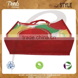 PP Laminated Jute Tote Bag With Padded Rope Handle With Three Color Print Two Side thumbnail-5