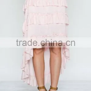 Femme Ruffles Cascading Throughout Skirt 100% Rayon Long Layered Skirts thumbnail-2
