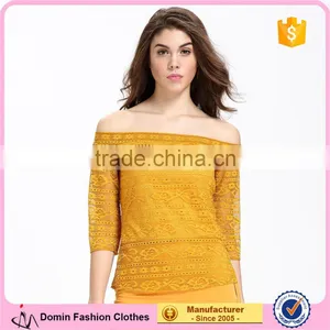 Domin Latest Fashion Lace Fabric off Shoulder Top thumbnail-1