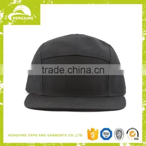 Black Wool Blend 5 Panel Hat and Cap Nylon Strap thumbnail-1