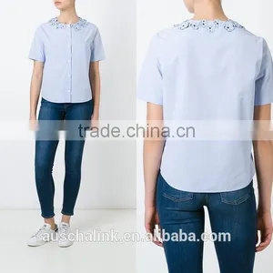 100% Cotton Girls Flower Embroidery Shirt OEM Service thumbnail-6