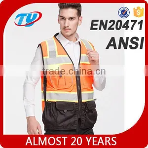 High Visibility Reflective Orange Safety Vest Fluorescent Safety Jacket thumbnail-1