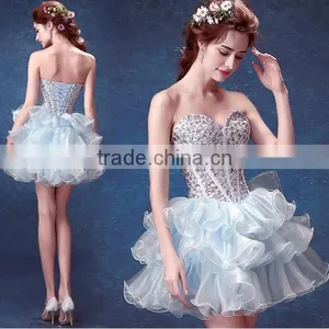 One Piece Designer Beaded Short Party Evening Dress Patterns thumbnail-1