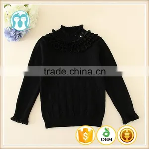 DDP151012 Fall Clothes Cute Black and Pink Kids Pullover Sweater for Girls From Factory thumbnail-1