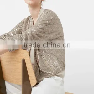 Wholan Sliver Sequins Flight Jackets Oem Reversible Sequin Fabric Bomber Jacket thumbnail-6