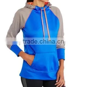 Fashion Women's Clothing 100% Polyester Raglan Tech Fleece Hoodie With Hood thumbnail-4