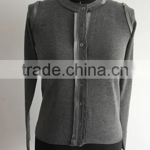 Fashion Formal Ladies Plain Knitted Cardigan Sweater thumbnail-1