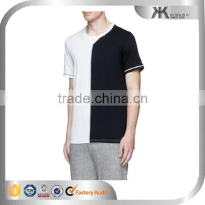 Black and White Contrast Color t Shirt Two Color t Shirt With Reflective Thread thumbnail-2