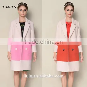 DWL001good Selling Contrasting Color Designed Double Breasted Style Korea Women Winter Coat thumbnail-1