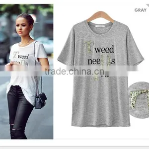 Render Unlined Upper Garment Loose off Letters Printed T-shirts Big Yards thumbnail-3