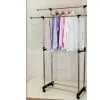 Portable 2 Pipe Indoor Stainless Steel Garment Rack / Garment Shelf Display thumbnail-1