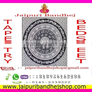 Rajasthani Beach Wear Indian Elephant Print Cotton Tapestry From Jaipur thumbnail-1