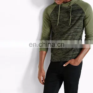 Color Blocked Marled Long Raglan Sleeves Hoodie thumbnail-1
