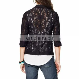 Black Stretch Lace Tuxedo Jacket - Chinese Clothing Factory ( YC30008 ) thumbnail-3